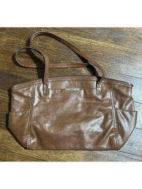 Vintage Relic By Fossil Tan Faux Leather Shoulder Purse/Handbag 12.5x8.5x3 in